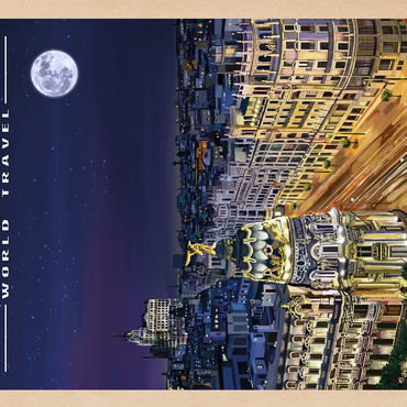 Madrid, Spain - Gran Vía by Night, Vintage Travel Poster 500 Jigsaw Puzzle 3D Modell