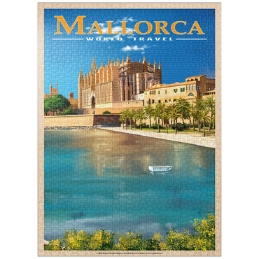 puzzleplate Palma de Mallorca, Spain - The Enchanting Santa Maria Cathedral by the Sea, Vintage Travel Poster 1000 Jigsaw Puzzle