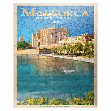 puzzleplate Palma de Mallorca, Spain - The Enchanting Santa Maria Cathedral by the Sea, Vintage Travel Poster 100 Jigsaw Puzzle