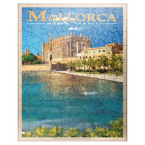 puzzleplate Palma de Mallorca, Spain - The Enchanting Santa Maria Cathedral by the Sea, Vintage Travel Poster 100 Jigsaw Puzzle