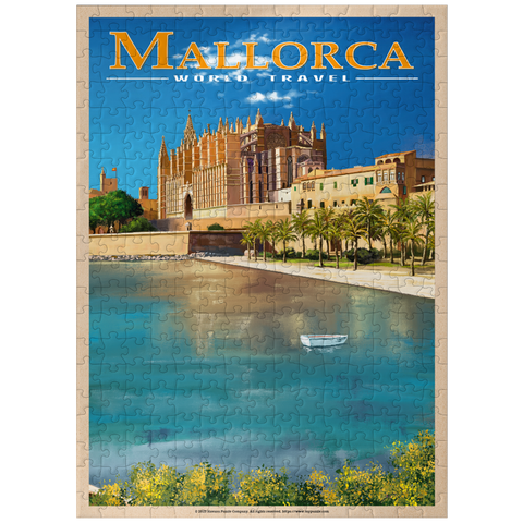 puzzleplate Palma de Mallorca, Spain - The Enchanting Santa Maria Cathedral by the Sea, Vintage Travel Poster 300 Jigsaw Puzzle