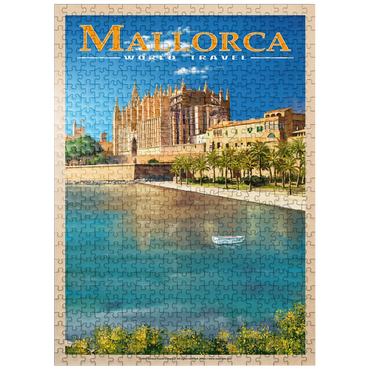 puzzleplate Palma de Mallorca, Spain - The Enchanting Santa Maria Cathedral by the Sea, Vintage Travel Poster 500 Jigsaw Puzzle