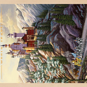 Neuschwanstein Castle, Germany - Whispers of Winter's Fantasy, Vintage Travel Poster 1000 Jigsaw Puzzle 3D Modell