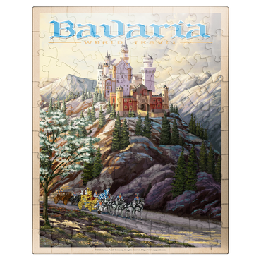 puzzleplate Neuschwanstein Castle, Germany - Whispers of Winter's Fantasy, Vintage Travel Poster 100 Jigsaw Puzzle