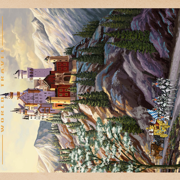 Neuschwanstein Castle, Germany - Whispers of Winter's Fantasy, Vintage Travel Poster 500 Jigsaw Puzzle 3D Modell