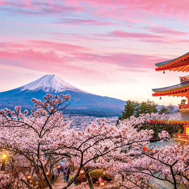 Cherry blossom at the Chureito Pagoda with a view of Mount Fuji - Japan 1000 Jigsaw Puzzle 3D Modell