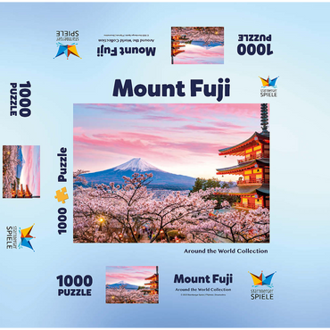 Cherry blossom at the Chureito Pagoda with a view of Mount Fuji - Japan 1000 Jigsaw Puzzle box 3D Modell