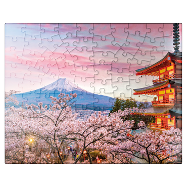 puzzleplate Cherry blossom at the Chureito Pagoda with a view of Mount Fuji - Japan 100 Jigsaw Puzzle