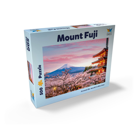 Cherry blossom at the Chureito Pagoda with a view of Mount Fuji - Japan 500 Jigsaw Puzzle box view1
