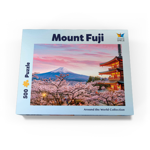 Cherry blossom at the Chureito Pagoda with a view of Mount Fuji - Japan 500 Jigsaw Puzzle box view1