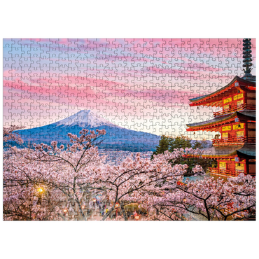 puzzleplate Cherry blossom at the Chureito Pagoda with a view of Mount Fuji - Japan 500 Jigsaw Puzzle
