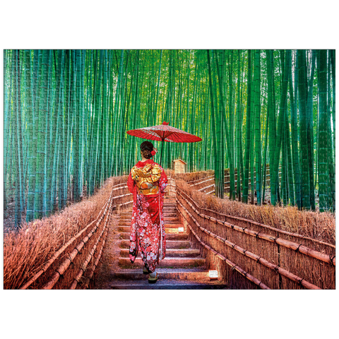 puzzleplate Woman in a traditional kimono in a bamboo forest near Kyoto, Japan 1000 Jigsaw Puzzle