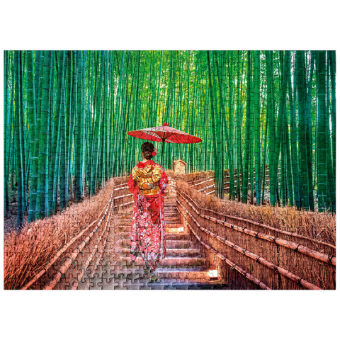 puzzleplate Woman in a traditional kimono in a bamboo forest near Kyoto, Japan 500 Jigsaw Puzzle