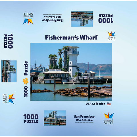 Sea lion colony at Pier 39 of Fisherman's Wharf - San Francisco, California, USA 1000 Jigsaw Puzzle box 3D Modell