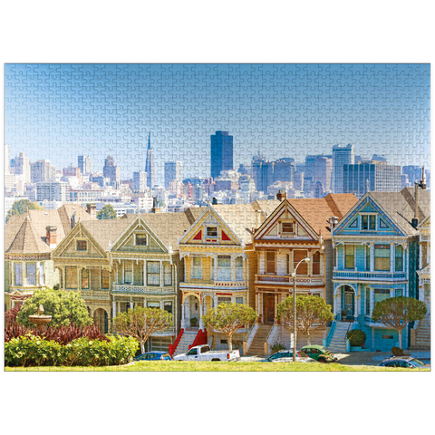 puzzleplate San Francisco skyline with the "Painted Ladies" at Alamo Square in the foreground - California, USA 1000 Jigsaw Puzzle