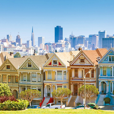 San Francisco skyline with the "Painted Ladies" at Alamo Square in the foreground - California, USA 1000 Jigsaw Puzzle 3D Modell