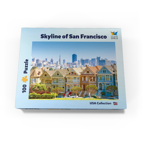 San Francisco skyline with the "Painted Ladies" at Alamo Square in the foreground - California, USA 100 Jigsaw Puzzle box view1