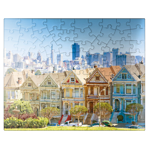 puzzleplate San Francisco skyline with the "Painted Ladies" at Alamo Square in the foreground - California, USA 100 Jigsaw Puzzle