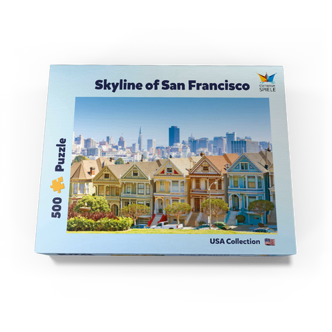 San Francisco skyline with the "Painted Ladies" at Alamo Square in the foreground - California, USA 500 Jigsaw Puzzle box view1