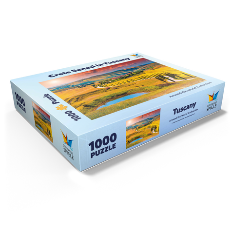 Sunset in a picturesque Tuscan landscape - Crete Senesi, Italy 1000 Jigsaw Puzzle box view1