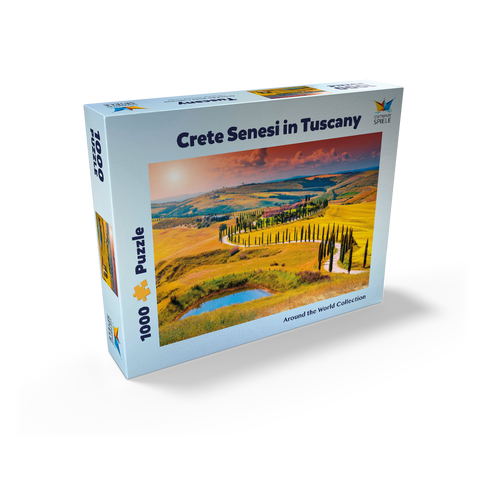 Sunset in a picturesque Tuscan landscape - Crete Senesi, Italy 1000 Jigsaw Puzzle box view1