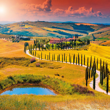 Sunset in a picturesque Tuscan landscape - Crete Senesi, Italy 100 Jigsaw Puzzle 3D Modell