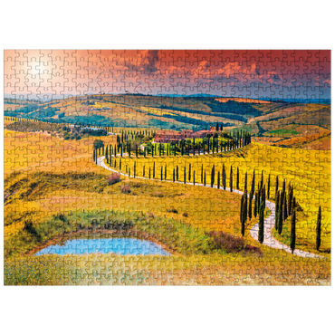 puzzleplate Sunset in a picturesque Tuscan landscape - Crete Senesi, Italy 500 Jigsaw Puzzle