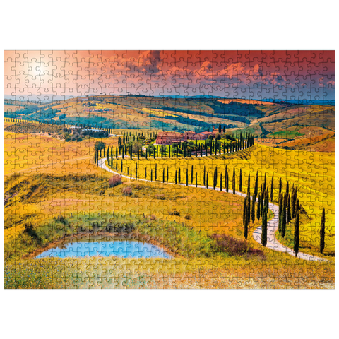 puzzleplate Sunset in a picturesque Tuscan landscape - Crete Senesi, Italy 500 Jigsaw Puzzle