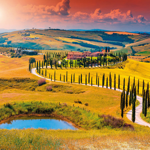 Sunset in a picturesque Tuscan landscape - Crete Senesi, Italy 500 Jigsaw Puzzle 3D Modell