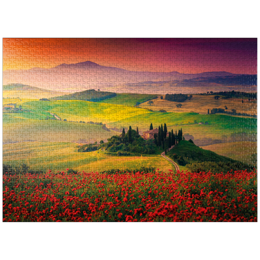 puzzleplate Picturesque sunrise in Tuscany - Pienza, Italy 1000 Jigsaw Puzzle