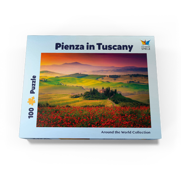 Picturesque sunrise in Tuscany - Pienza, Italy 100 Jigsaw Puzzle box view1