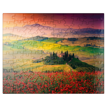 puzzleplate Picturesque sunrise in Tuscany - Pienza, Italy 100 Jigsaw Puzzle