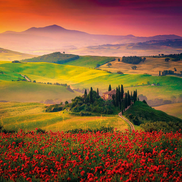 Picturesque sunrise in Tuscany - Pienza, Italy 100 Jigsaw Puzzle 3D Modell