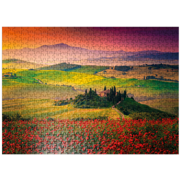 puzzleplate Picturesque sunrise in Tuscany - Pienza, Italy 500 Jigsaw Puzzle