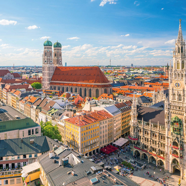 Munich - View of Marienplatz with town hall and Frauenkirche - Bavaria, Germany 1000 Jigsaw Puzzle 3D Modell