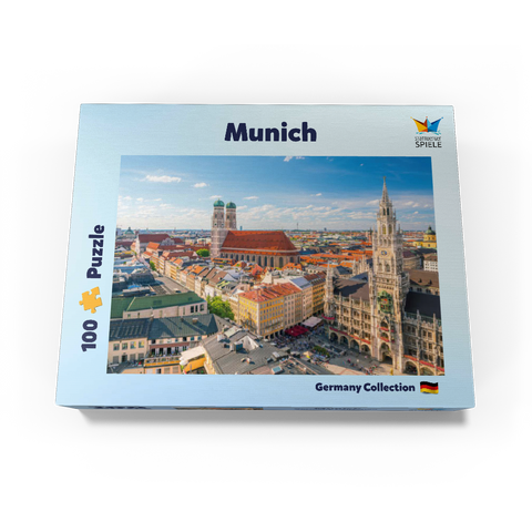 Munich - View of Marienplatz with town hall and Frauenkirche - Bavaria, Germany 100 Jigsaw Puzzle box view1