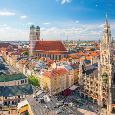 Munich - View of Marienplatz with town hall and Frauenkirche - Bavaria, Germany 100 Jigsaw Puzzle 3D Modell