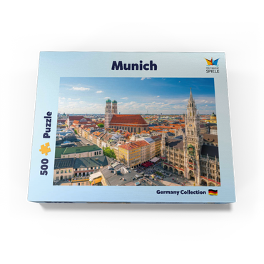 Munich - View of Marienplatz with town hall and Frauenkirche - Bavaria, Germany 500 Jigsaw Puzzle box view1