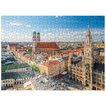 puzzleplate Munich - View of Marienplatz with town hall and Frauenkirche - Bavaria, Germany 500 Jigsaw Puzzle
