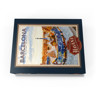 Barcelona, Spain - Park Güell, Mosaic Mirage at Dusk, Vintage Travel Poster 1000 Jigsaw Puzzle box view3