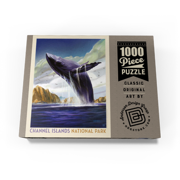Channel Islands National Park: Breaching Whale, Vintage Poster 1000 Jigsaw Puzzle box view3