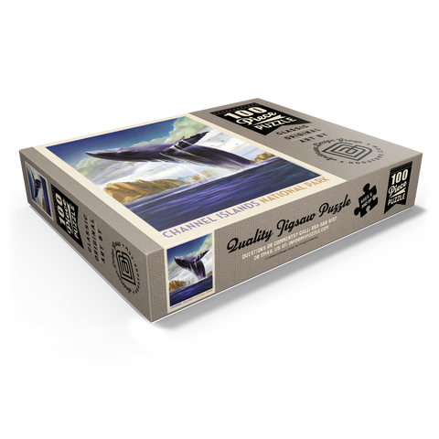 Channel Islands National Park: Breaching Whale, Vintage Poster 100 Jigsaw Puzzle box view1