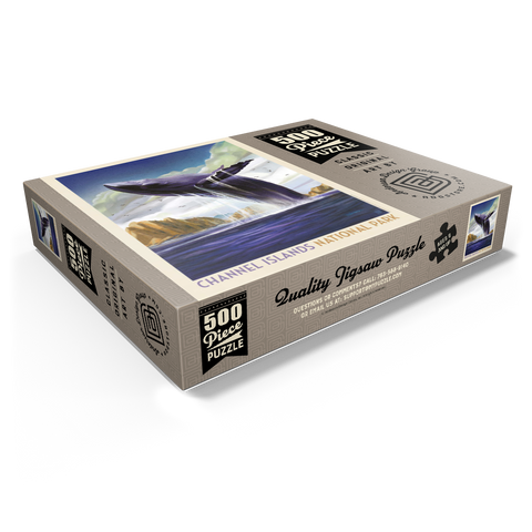 Channel Islands National Park: Breaching Whale, Vintage Poster 500 Jigsaw Puzzle box view1