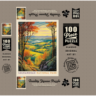Shenandoah National Park: Rolling Hills, Vintage Poster 100 Jigsaw Puzzle box 3D Modell