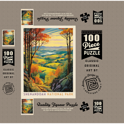 Shenandoah National Park: Rolling Hills, Vintage Poster 100 Jigsaw Puzzle box 3D Modell
