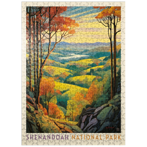 puzzleplate Shenandoah National Park: Rolling Hills, Vintage Poster 500 Jigsaw Puzzle