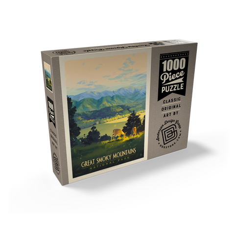 Great Smoky Mountains National Park: Dusk In Cades Cove, Vintage Poster 1000 Jigsaw Puzzle box view2