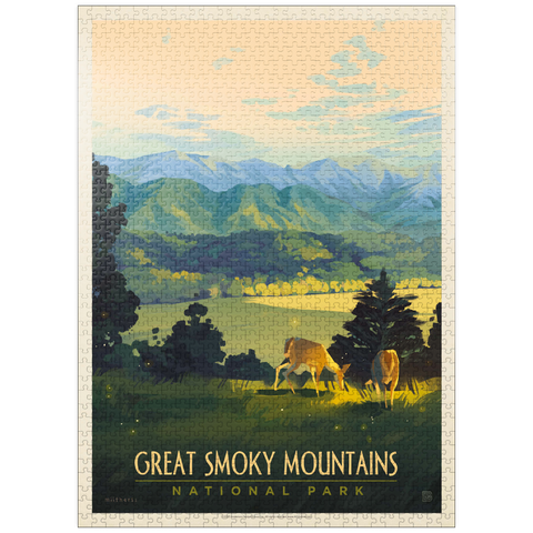 puzzleplate Great Smoky Mountains National Park: Dusk In Cades Cove, Vintage Poster 1000 Jigsaw Puzzle