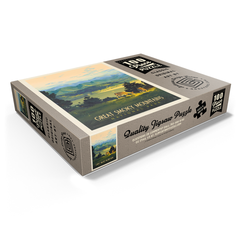 Great Smoky Mountains National Park: Dusk In Cades Cove, Vintage Poster 100 Jigsaw Puzzle box view1
