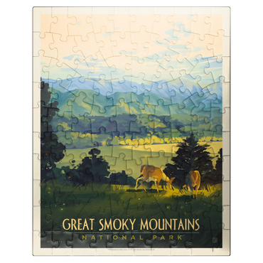 puzzleplate Great Smoky Mountains National Park: Dusk In Cades Cove, Vintage Poster 100 Jigsaw Puzzle